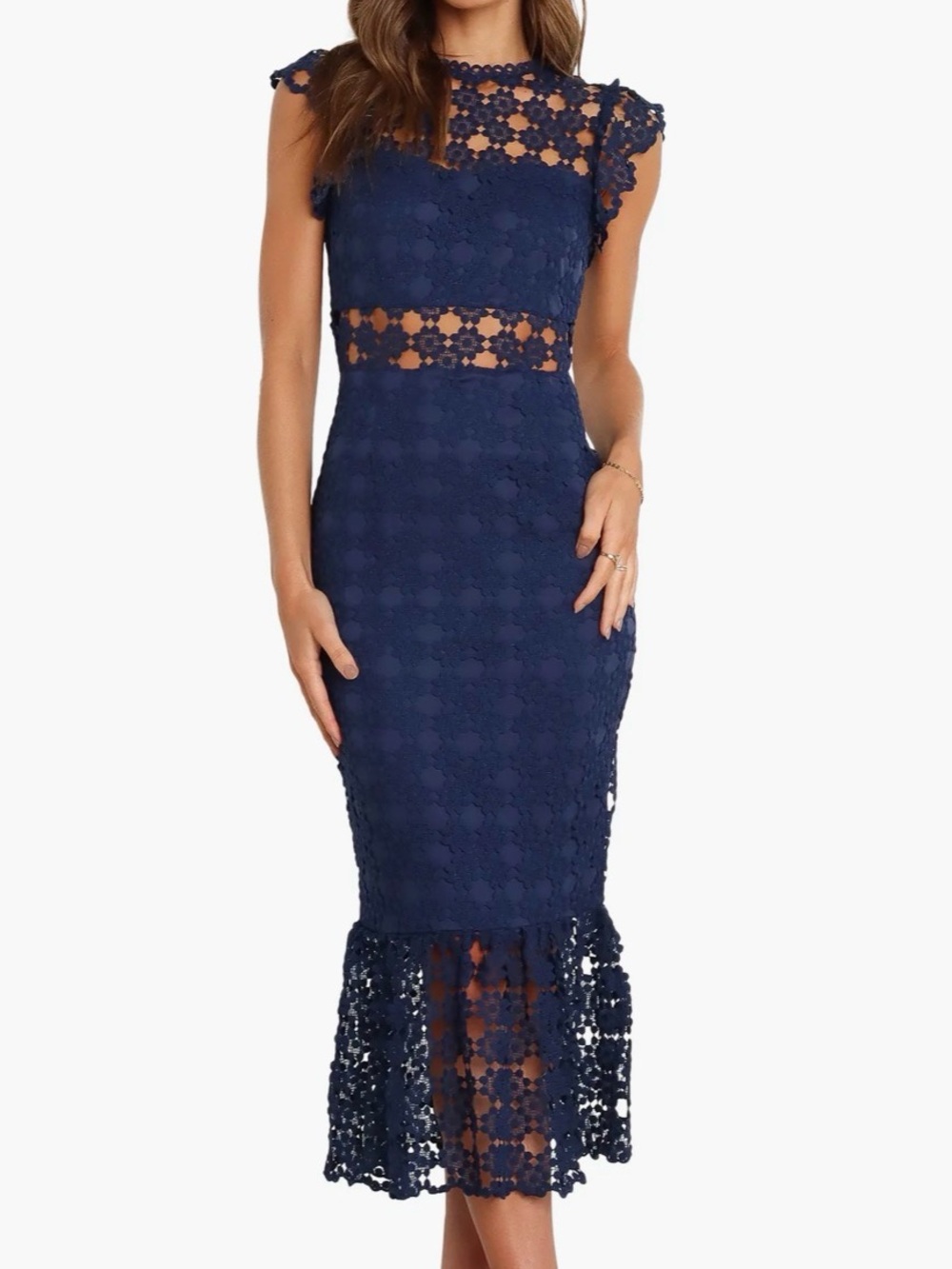 Petal & Pup Lauren Lace Midi Dress - Navy